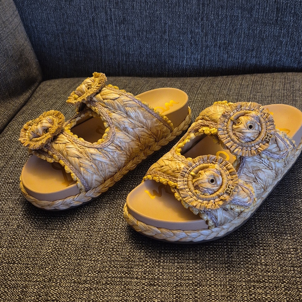 Sam Edelman Yellow Braided Slide Sandals
